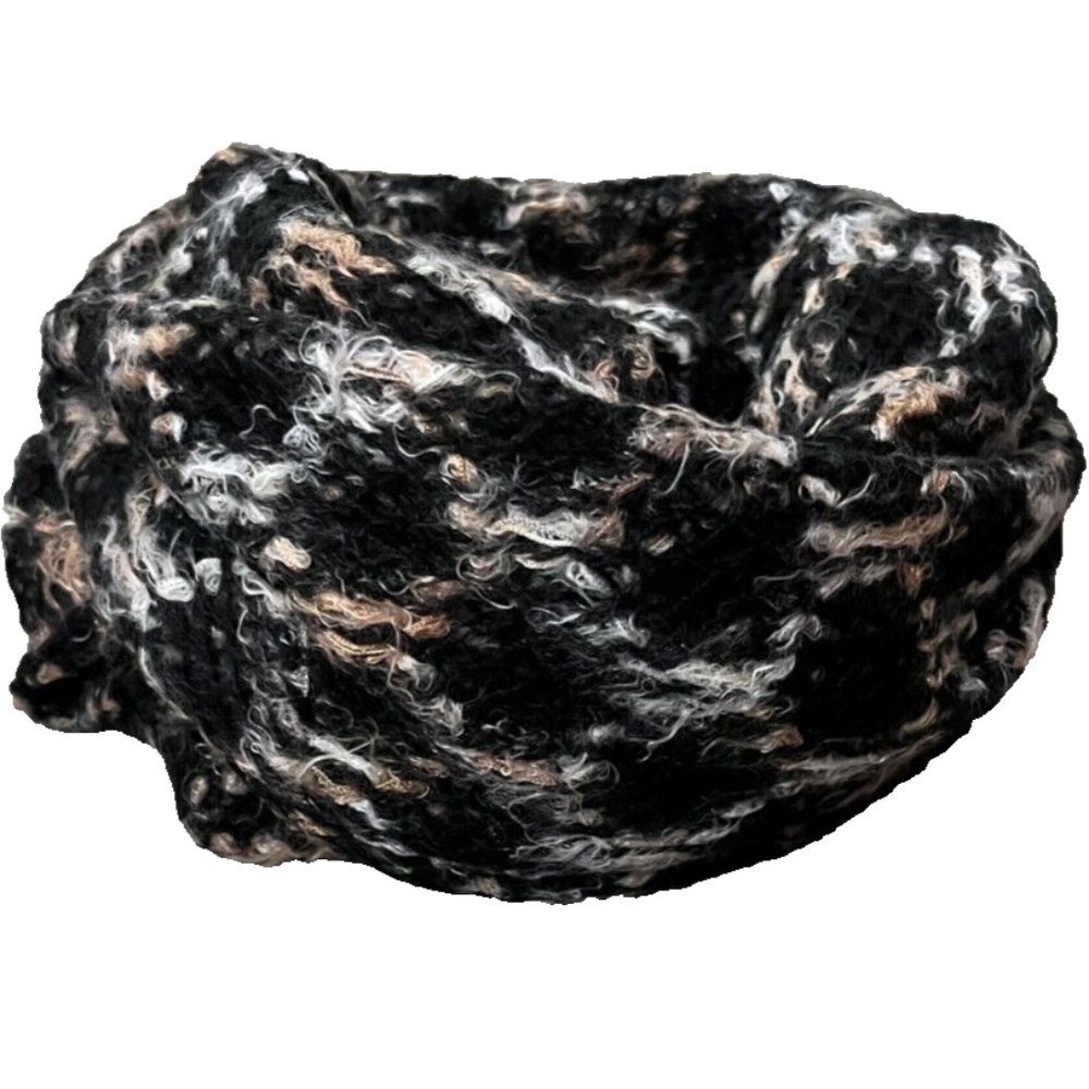 (NWT) Collection XIIX Women's Fuzzy Black Paint Geometric Infinity Loop Scarf OS